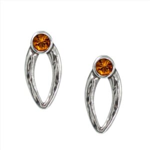 Pendientes oval con cristal arriba