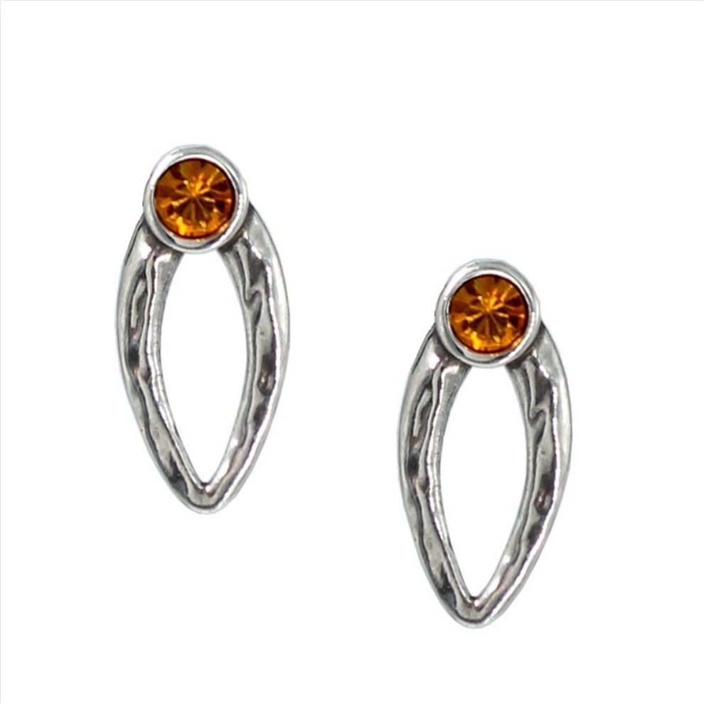 Pendientes oval con cristal arriba