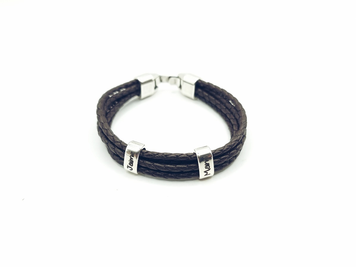 Pulsera de cuero con grabados - Imagen 2