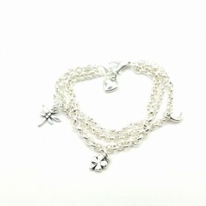 Pulsera de cadena2 triple con colgantes minis