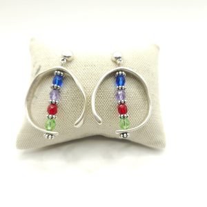 Pendientes aro con bolas de cristal