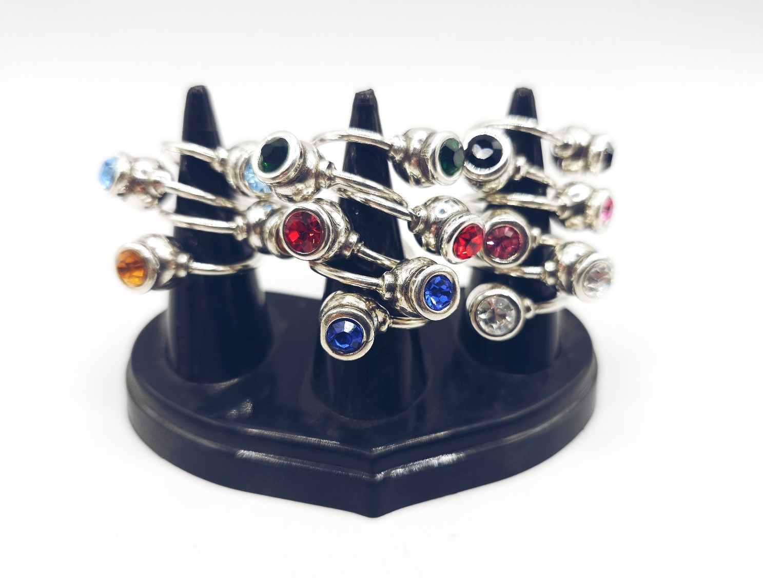 Anillo cruzado con doble cristal