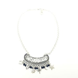 Collar de cadena4 con colgantes y cristal