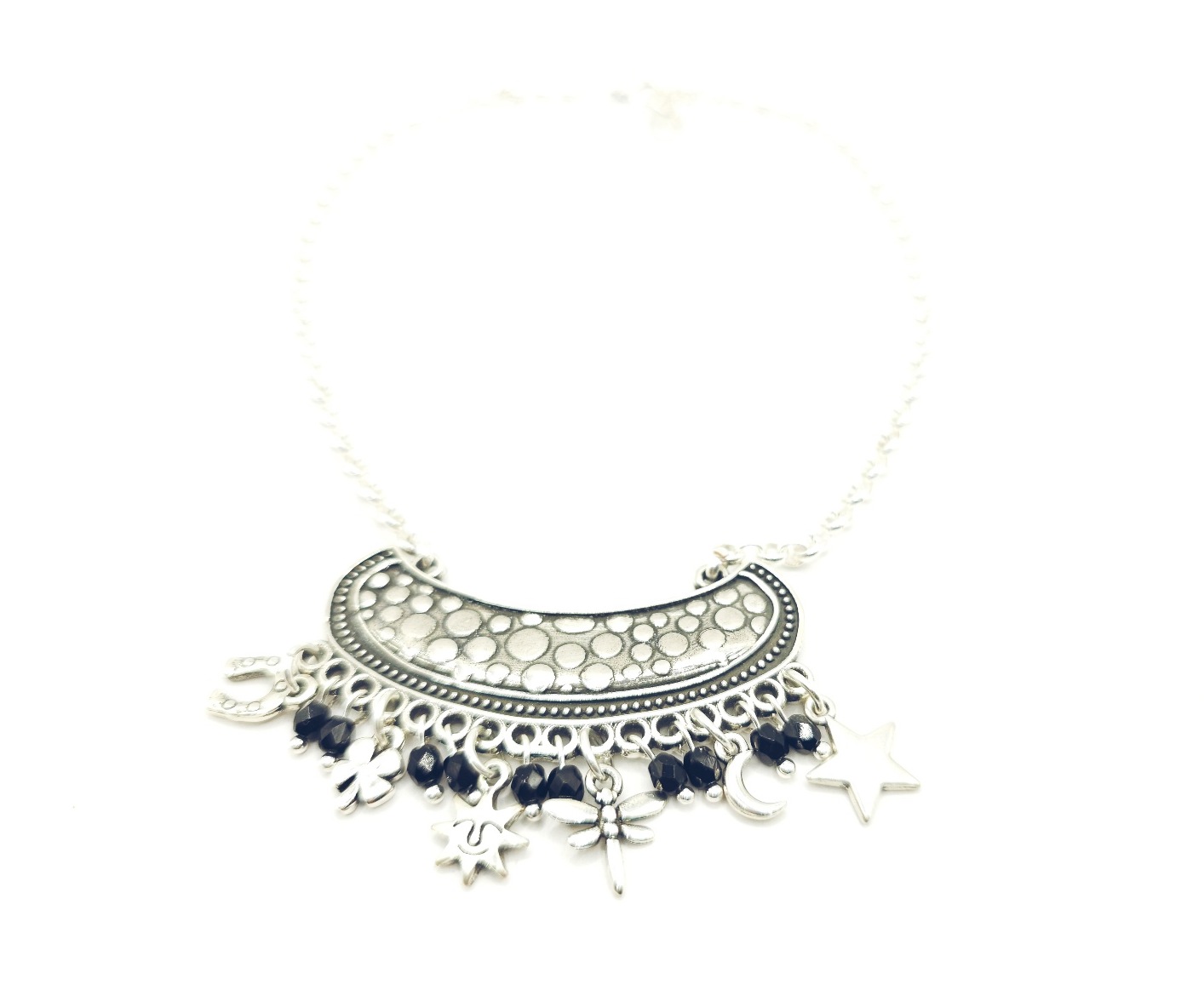 Collar de cadena4 con colgantes y cristal - Imagen 3