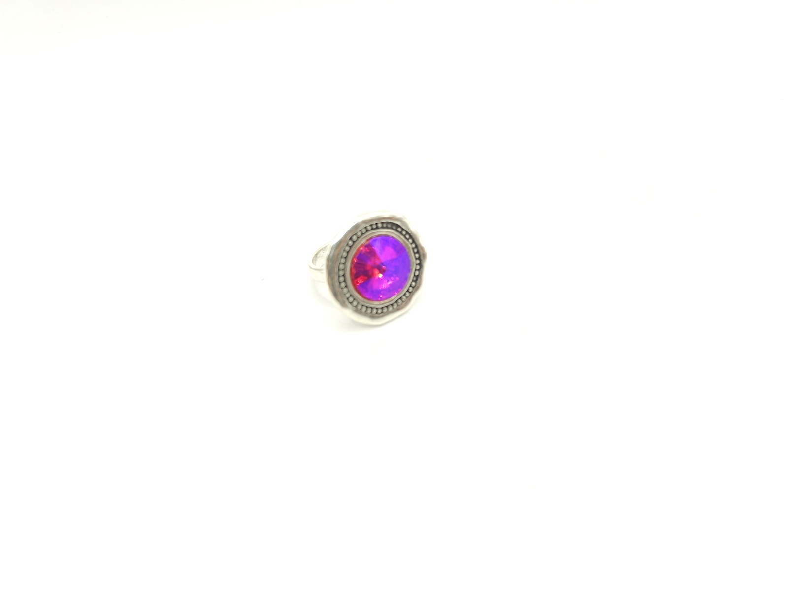 Anillo redondo punteado con cristal - Imagen 2