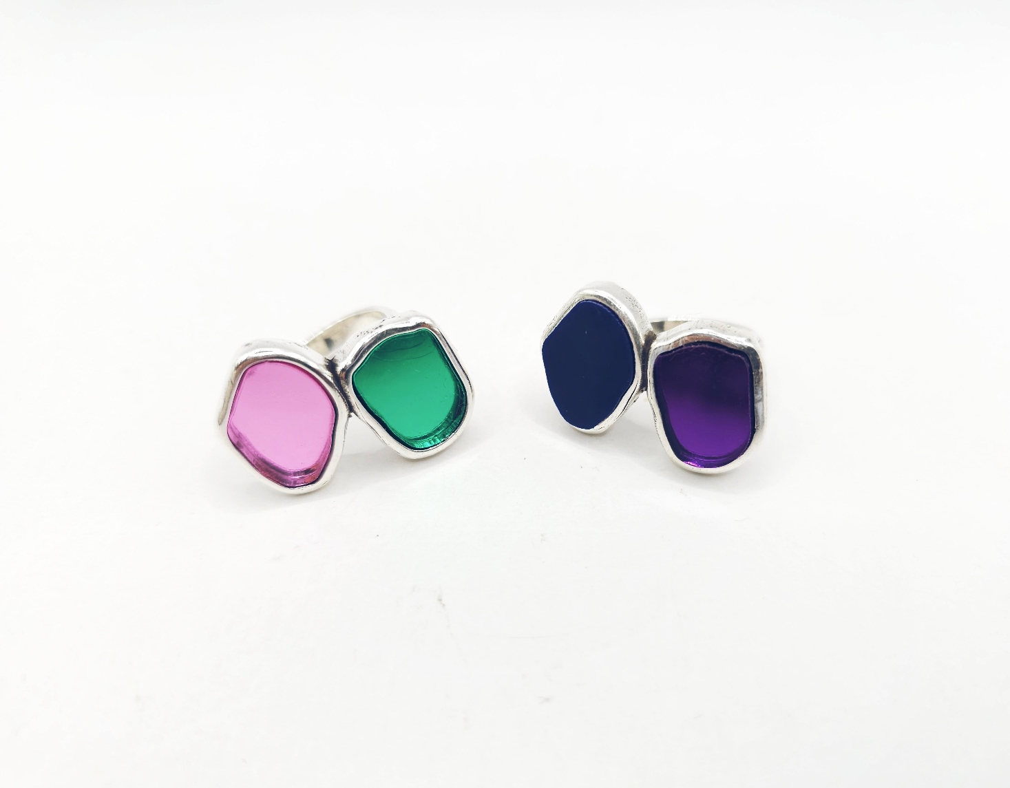 Anillo doble cristal espejado - Imagen 2