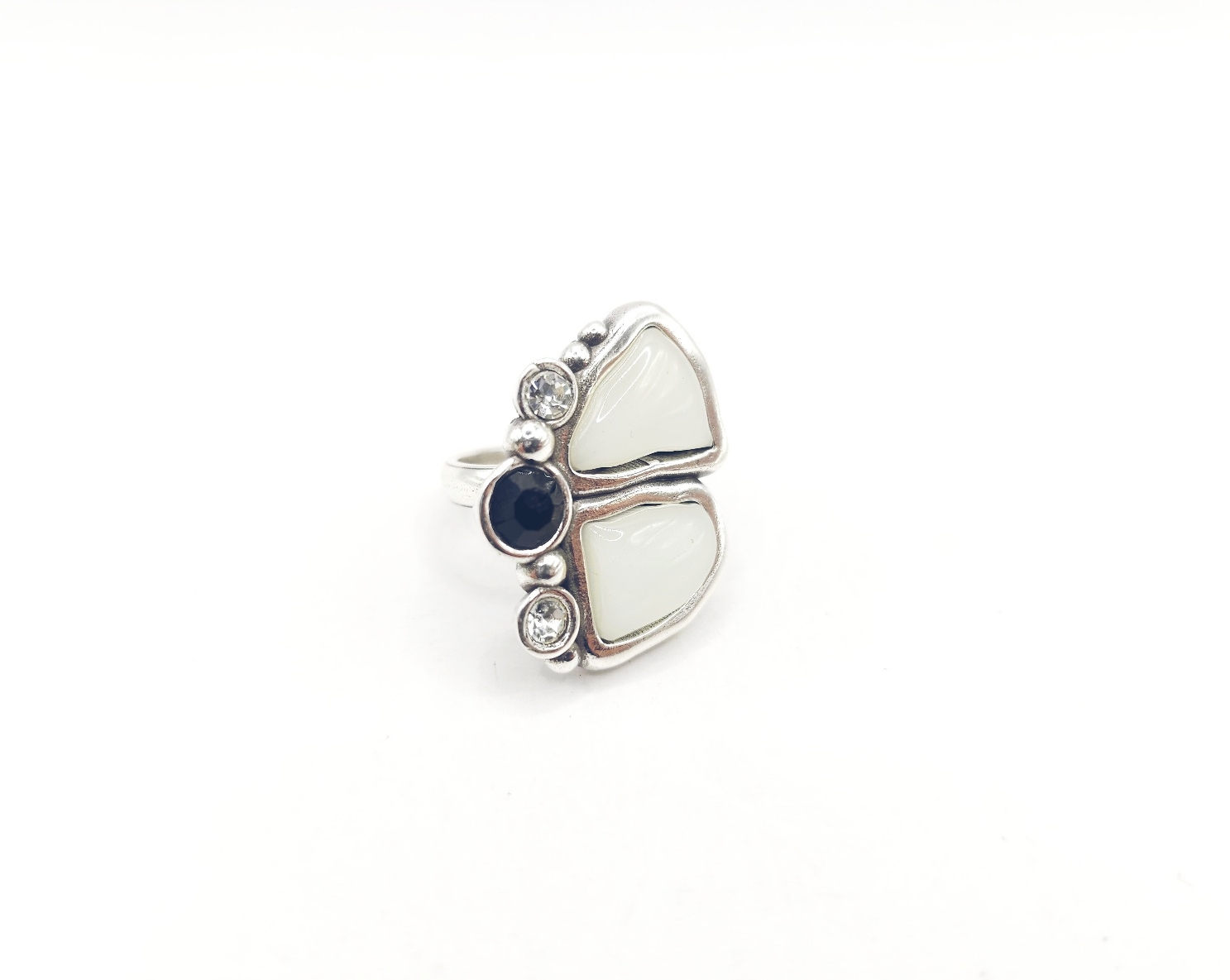 Anillo piedra doble y cristales - Imagen 3