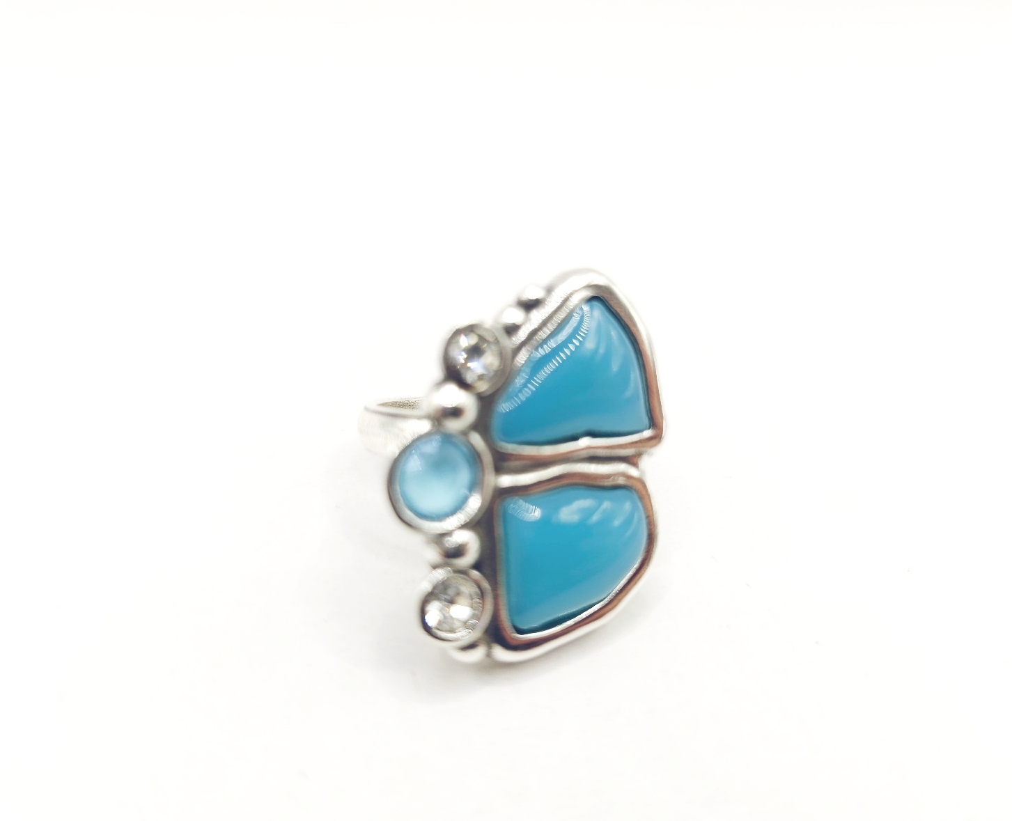 Anillo piedra doble y cristales - Imagen 4