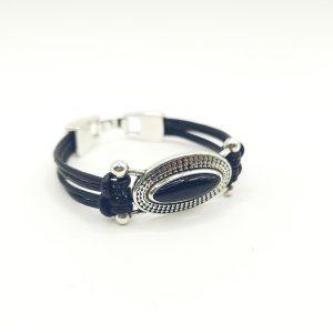 Pulsera de cuero con conector ovalado