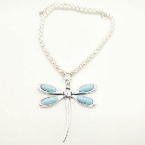 Collar de cadena3 con libélula de cristal de murano