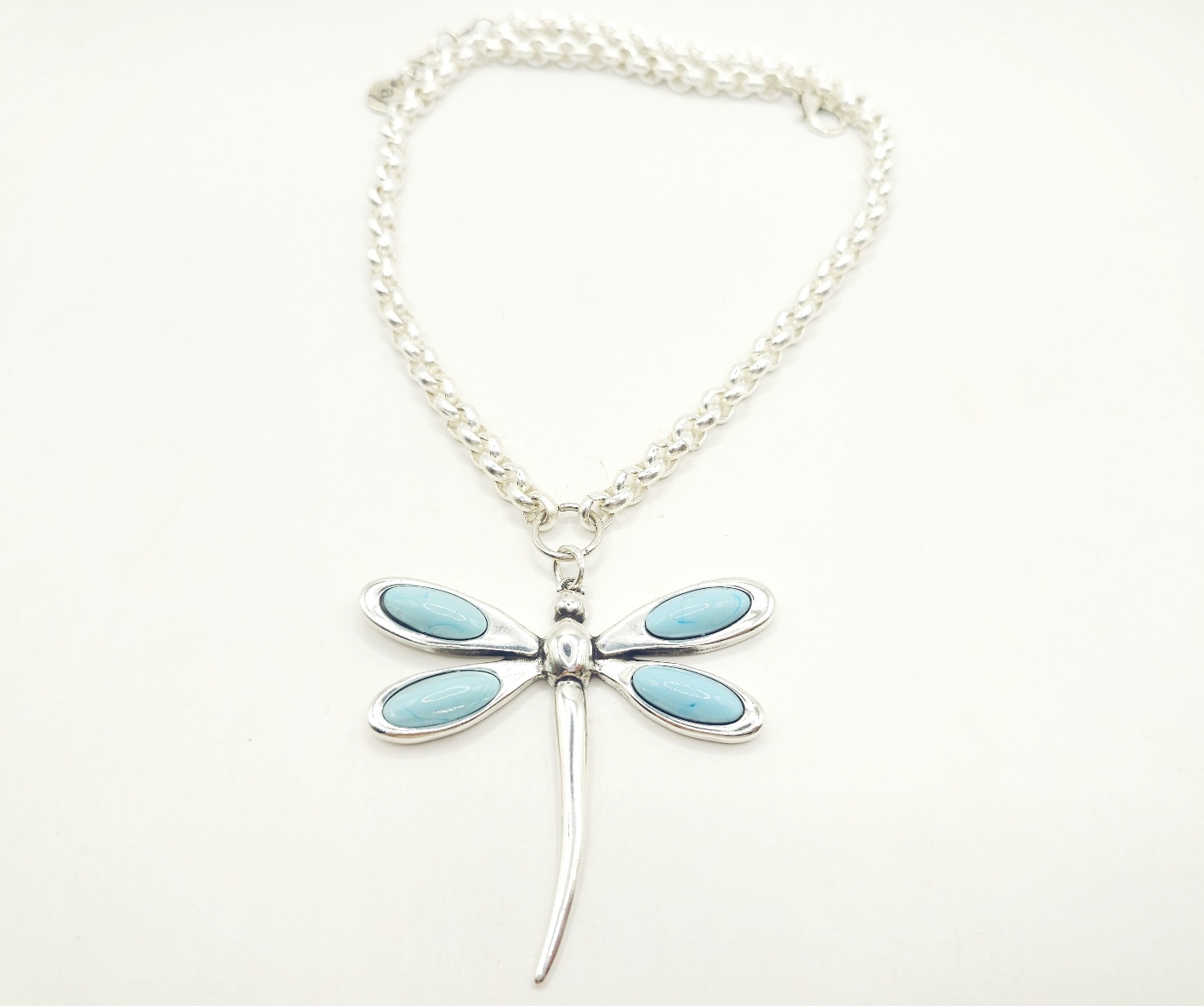 Collar de cadena3 con libélula de cristal de murano
