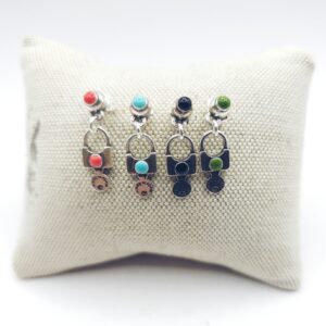 Pendientes largos de candado esmaltado