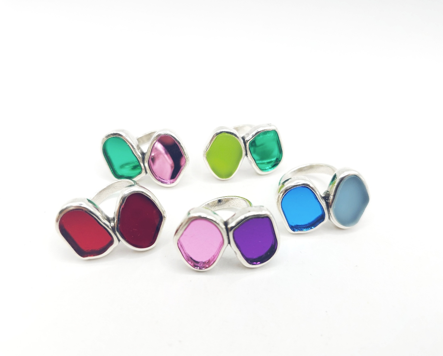 Anillo doble cristal espejado