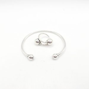Conjuntazo de pulsera y anillo de bola doble