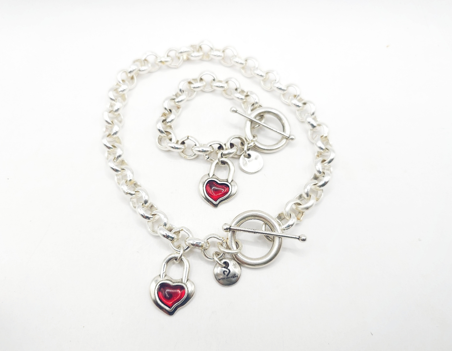 Collar de cadena6 con colgante de corazon y cierre de palo grande - Imagen 3