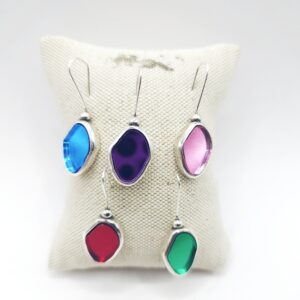 Pendientes desigual con cristal espejado