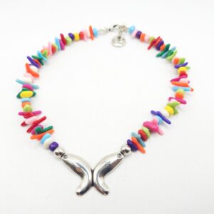 Collar chips colores con mariposa