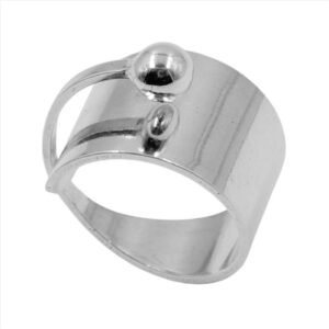Anillo liso ancho con bola arriba