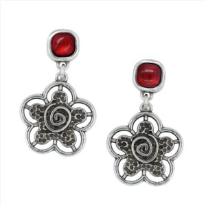 Pendientes de flor con cristal