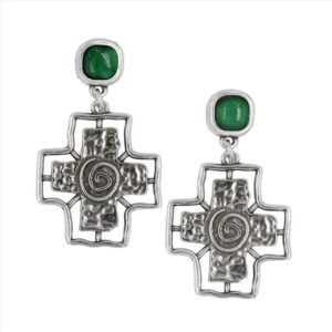 Pendientes de cruz labrada con cristal