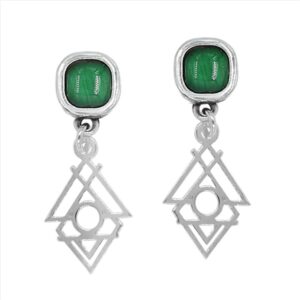 Pendientes de rombo rallado con cristal