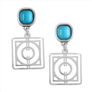 Pendientes de cuadrado rallado con cristal