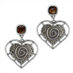 Pendientes de corazon labrado con cristal