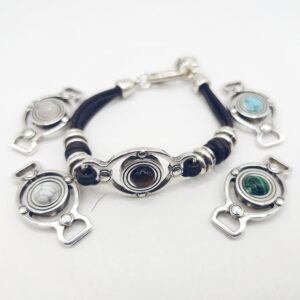Pulsera de cuero con conector de piedra natural