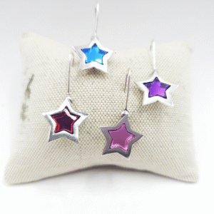Pendientes de estrellas con cristal espejado