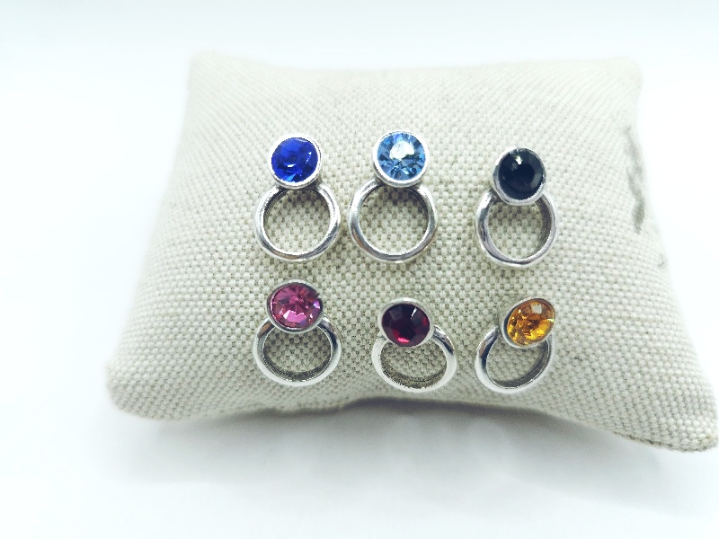 Pendientes redondo de cristal con circulo