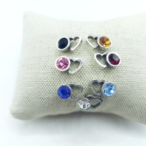 Pendientes corazon con cristal de color