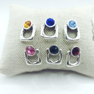 Pendientes redondo de cristal con cuadrado