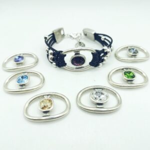 Pulsera de cuero varios con conector central