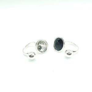 Anillo de bola y cristal ovalado