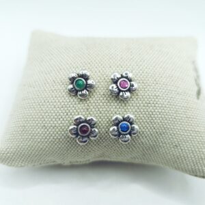 Pendientes mini flor con cristal