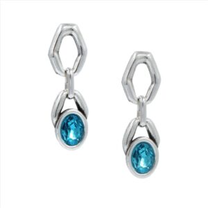 Pendientes hexagono hueco con cristal ovalado