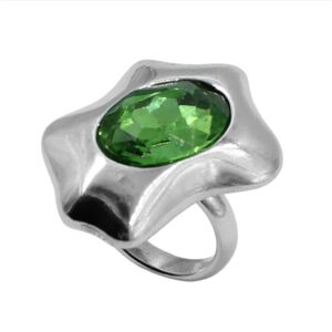 Anillo de cristal ovalado irregular