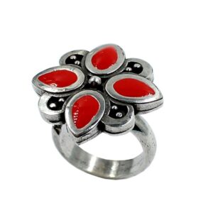 Anillo mandala petalos con esmalte