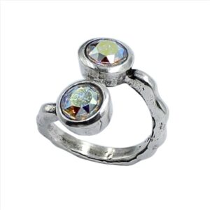 Anillo doble cristal tornasol