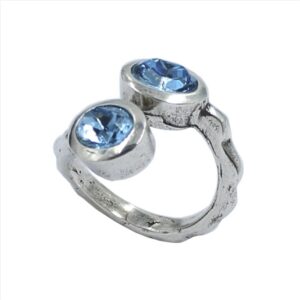 Anillo doble cristal redondo y ovalado