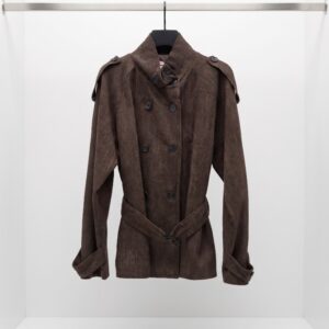 Chaqueta ante larga con cinturon